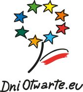 logo dni otwartych EU - kwiat stylizowany, składający się z 8 kolorowych gwiazdek i listka z biało-czerwonej flagi