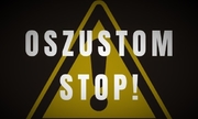 Grafika z napisem oszustom stop, w tle trójkąt ostrzegawczy