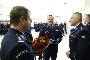inspektor Jerzy Czebreszuk podczas pożegnania z kadrą kierowniczą