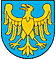 Herb województwa śląskiego: złoty orzeł bez korony na niebieskim polu