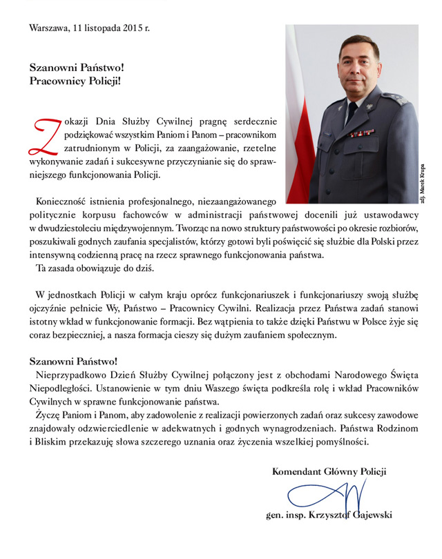 Życzenia od Komendanta Głównego Policji