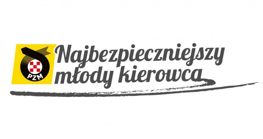 Napis: PZM. Najbezpieczniejszy młody kierowca