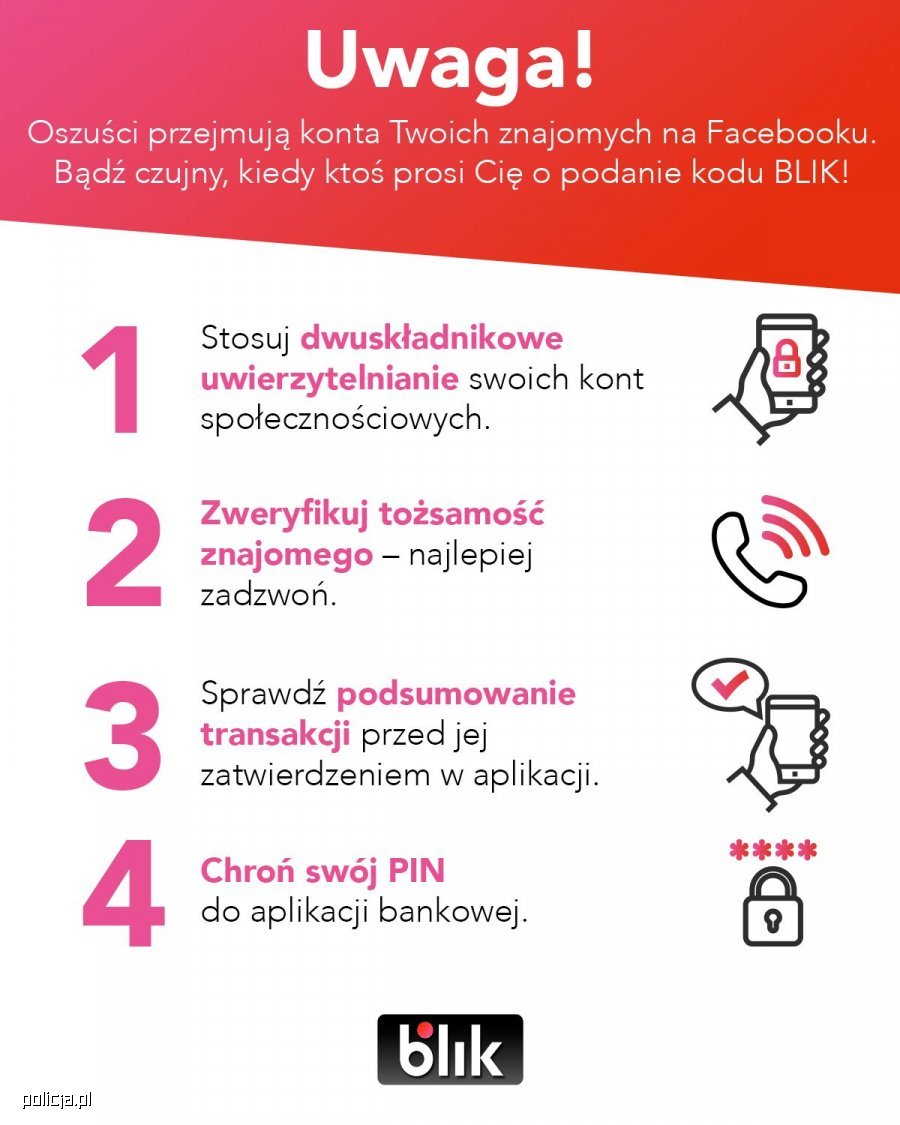 plakat z informacjami jak ustrzec się przed oszustami. Treść dostępna cyfrowo w załączniku poniżej