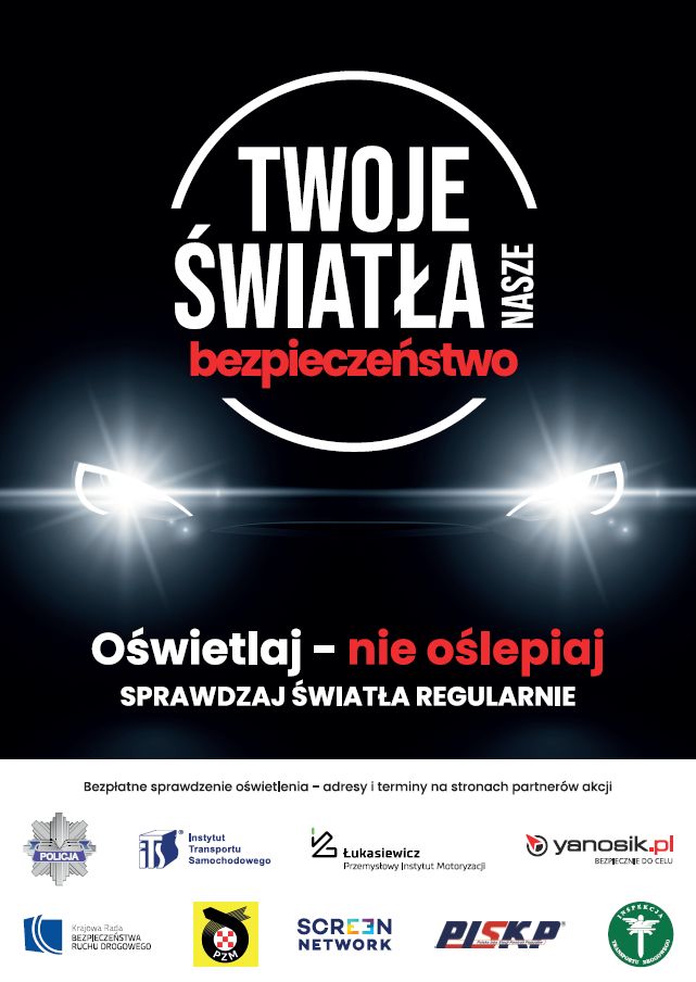 Plakat kampanii "Twoje światła - nasze bezpieczeństwo" dostępny cyfrowo pod tekstem