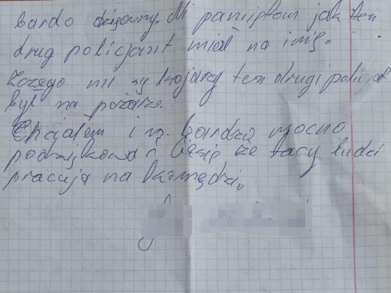 Zdjęcie drugiej strony podziękowań. Deskrypcja podziękowań w załączniku
