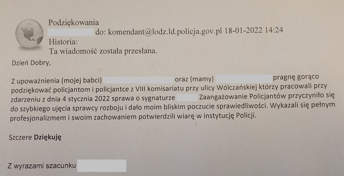 zdjęcie podziękowań