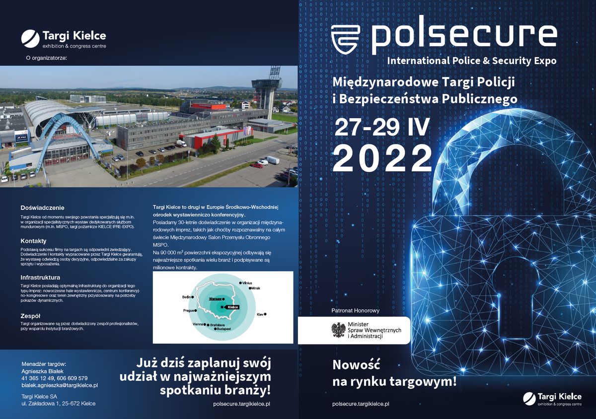 ulotka reklamująca Targi Kielce i POLSECURE 2022