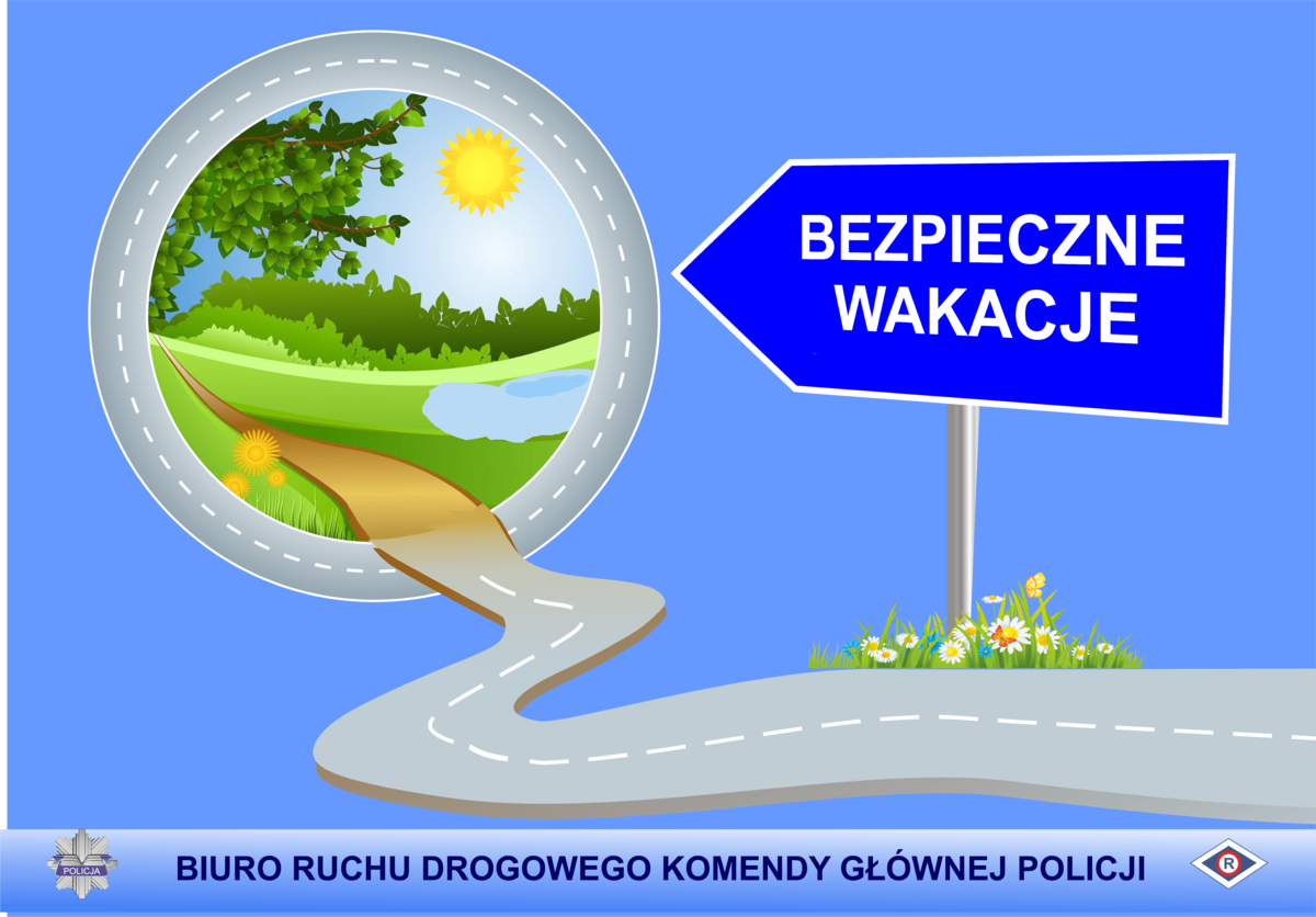 grafika promująca akcję profilaktyczną bezpieczne wakacje 2022