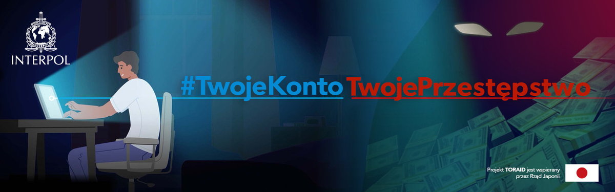 Banner promocyjny akcji, na grafice znajduje się napis #TwojeKontoTwojePrzestępstwo