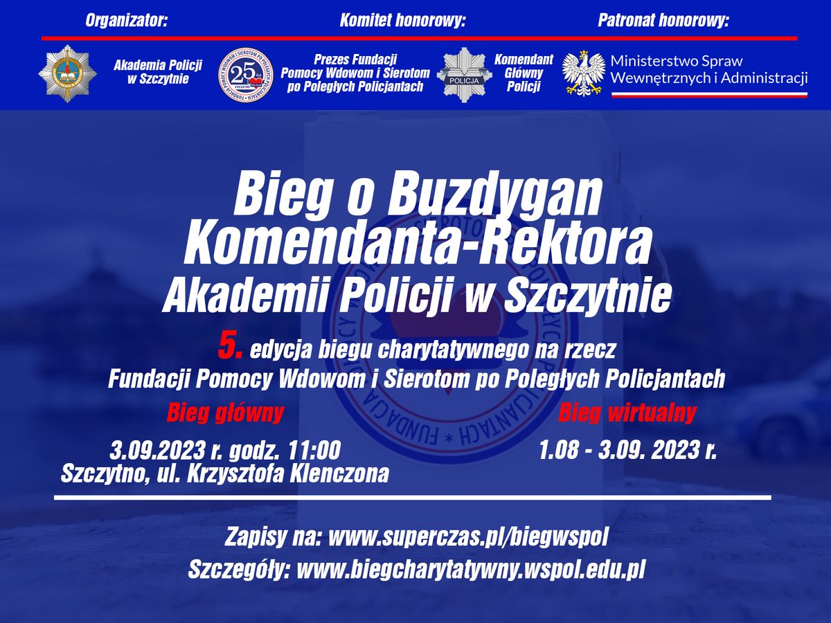 Plakat z informacją o biegu