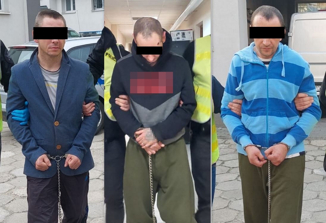Kolaż zdjęć z zatrzymanymi sprawcami podwójnego zabójstwa. 