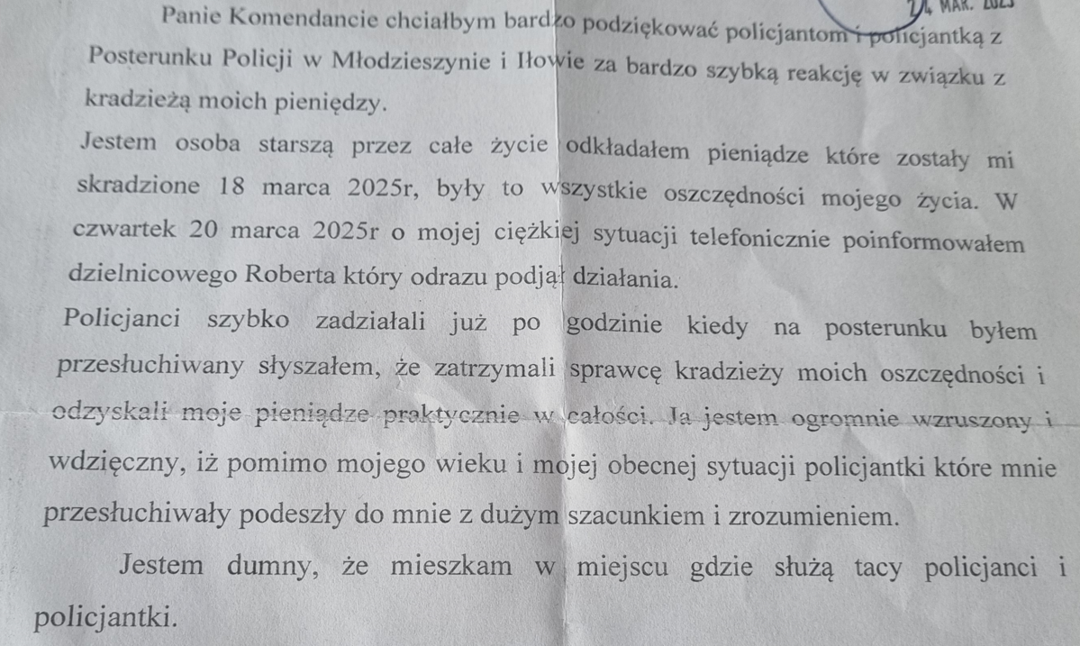Zdjęcie fragmentu podziękowań, których treść opisana jest w tekście.