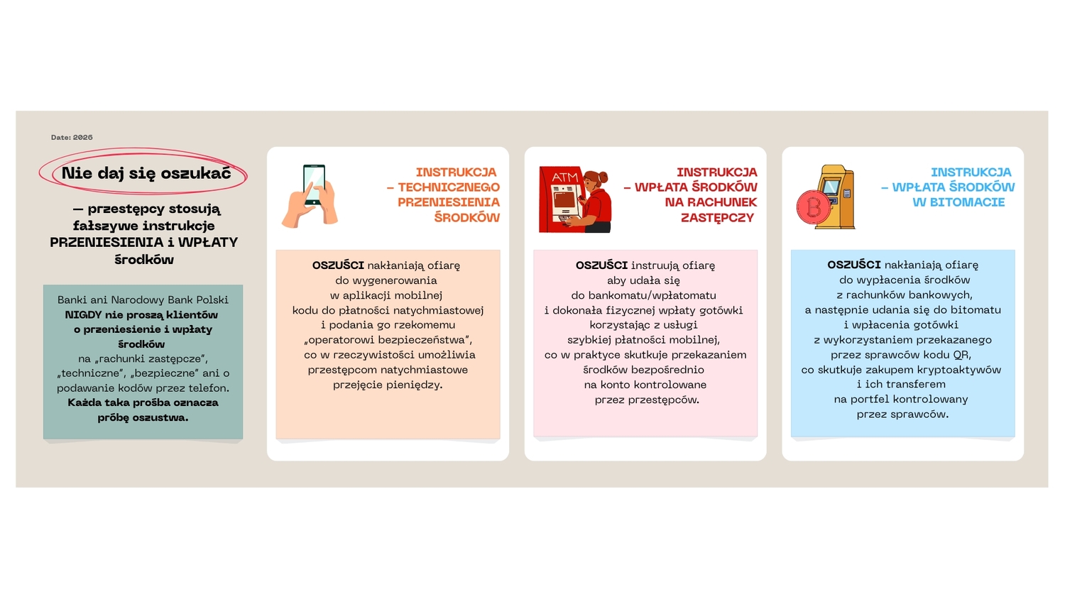 Jak działają oszuści. Ulotka informacyjna. Treść zawarta w ulotce znajdują się w tekście komunikatu.