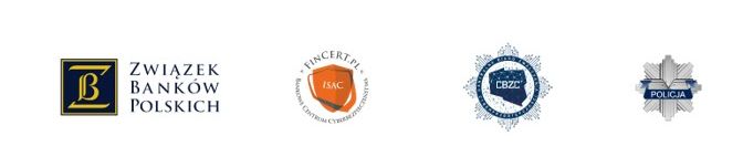 Logo Związku Banków Polskich, FinCert.pl, CBZC i Policji.