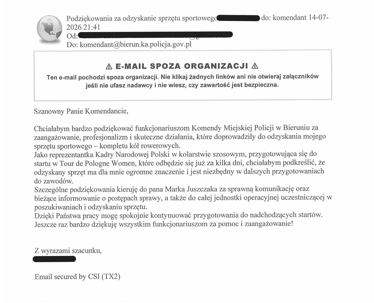 Zdjęcie podziękowań których deskrypcja znajduje się pod tekstem.