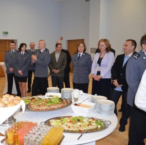 Zdjęcie przedstawia spotkanie wigilijne pionu logistycznego KGP