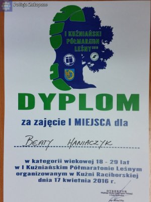 dyplom za zajęcie 1. miejsca