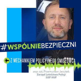 Zdjęcie asp. szt. Przemysława Jezutka wkomponowane w grafikę dekoracyjną.