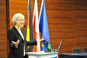 Uczestnicy międzynarodowej konferencję pod nazwą „25 lat współpracy Policji Lubuskiej i Landu Brandenburgia – gwarantem bezpieczeństwa regionalnego”
