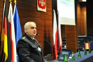 Uczestnicy międzynarodowej konferencję pod nazwą „25 lat współpracy Policji Lubuskiej i Landu Brandenburgia – gwarantem bezpieczeństwa regionalnego”