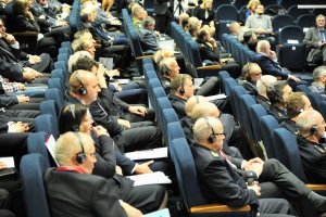 Uczestnicy międzynarodowej konferencję pod nazwą „25 lat współpracy Policji Lubuskiej i Landu Brandenburgia – gwarantem bezpieczeństwa regionalnego”