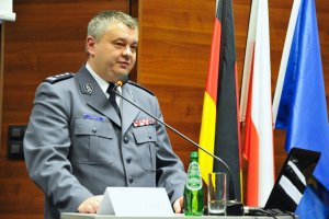 Uczestnicy międzynarodowej konferencję pod nazwą „25 lat współpracy Policji Lubuskiej i Landu Brandenburgia – gwarantem bezpieczeństwa regionalnego”
