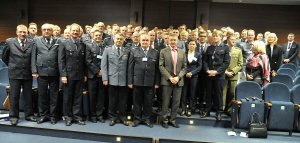 Uczestnicy międzynarodowej konferencję pod nazwą „25 lat współpracy Policji Lubuskiej i Landu Brandenburgia – gwarantem bezpieczeństwa regionalnego”