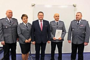 odprawa roczna łomżyńskich policjantów z udziałem ministra Jarosława Zielińskiego