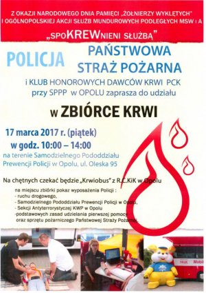 Zbiórka krwi pod hasłem „spoKREWnieni służbą”