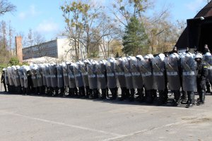 ćwiczenia Zespołu Konnego Wydziału Prewencji KWP Szczecine, Oddziału Prewencji Policji i KMP w Szczecinie