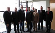 spotkanie delegacji polskiej Policji z Krajowym Prezydentem Policji Landu Saksonia w siedzibie Ministerstwa Spraw Wewnętrznych Saksonii w Dreźnie