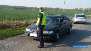 policjant kontroluje auto