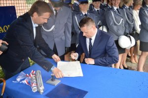 Uroczyste wmurowanie aktu erekcyjnego pod nową siedzibę komendy w Sochaczewie