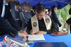 Uroczyste wmurowanie aktu erekcyjnego pod nową siedzibę komendy w Sochaczewie