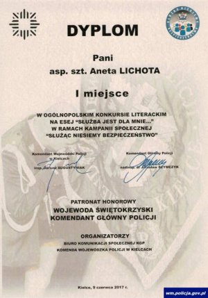 dyplom asp. sztab. Anety Lichoty