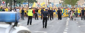 policjanci zabezpieczali mecz rozgrywany w ramach UEFA EURO U21 w Lublinie