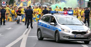 policjanci zabezpieczali mecz rozgrywany w ramach UEFA EURO U21 w Lublinie