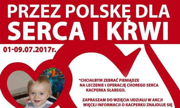 plakat promujący charytatywny bieg &quot;Dla serca i krwi&quot;