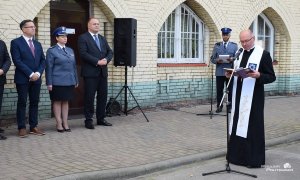 uroczystość wmurowania aktu erekcyjnego pod budowę akademika w Szkole Policji w Pile