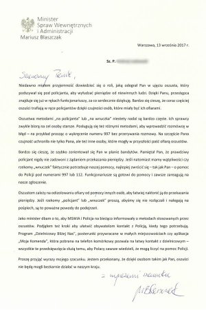 Treść listu