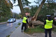 Policjanci pomagają przy usuwaniu skutków Orkanu Ksawery