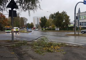 Policjanci pomagają przy usuwaniu skutków Orkanu Ksawery