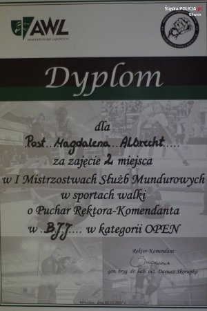 dyplom posterunkowej Magdaleny Albrecht