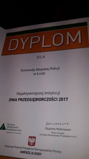 Komenda Miejska Policji w Łodzi wyróżniona wśród 10 najaktywniejszych Instytucji