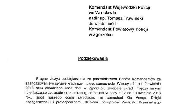 podziękowania dla policjantów od Pani Danuty