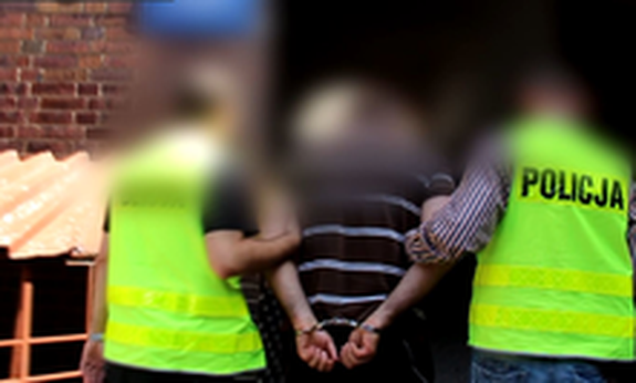 policjanci prowadzą zatrzymanego