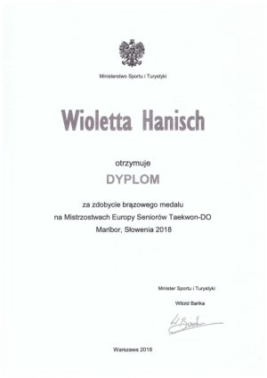 Dyplom od Ministra Sportu i Turystyki dla policjantki - medalistki