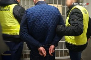 zatrzymany prowadzony przez policjantów