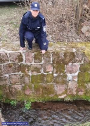 policjantka na brzegu potoku