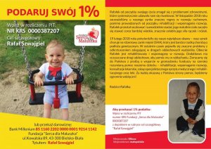 ulotka informacyjna dotycząca pomocy dla Rafała Szwajgiela